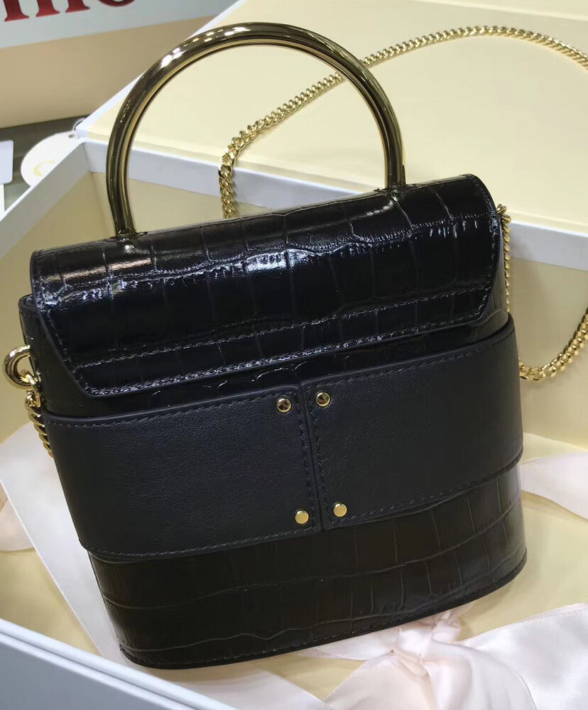 Chloe Small Aby Lock Bag Handbag Leather Black